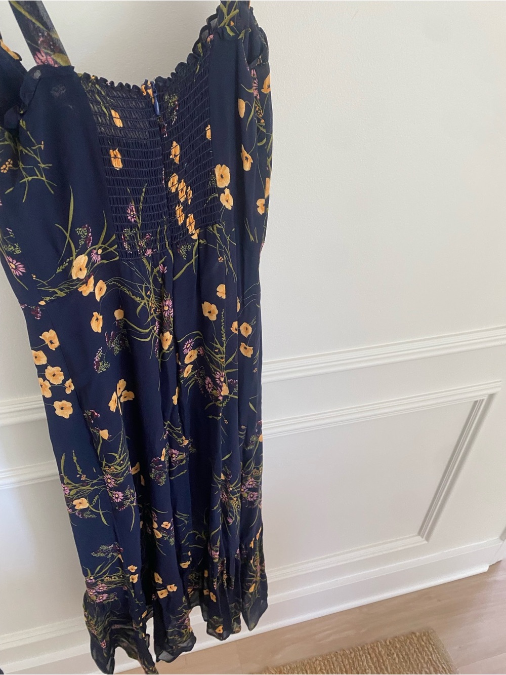 Reformation Navy Floral Tie-Strap Midi Dress - Picture 3 of 3
